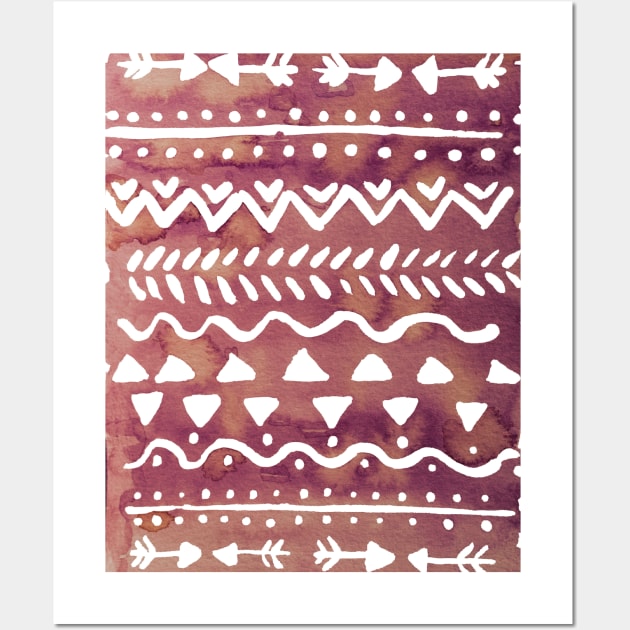 Loose bohemian pattern - purple brown Wall Art by wackapacka